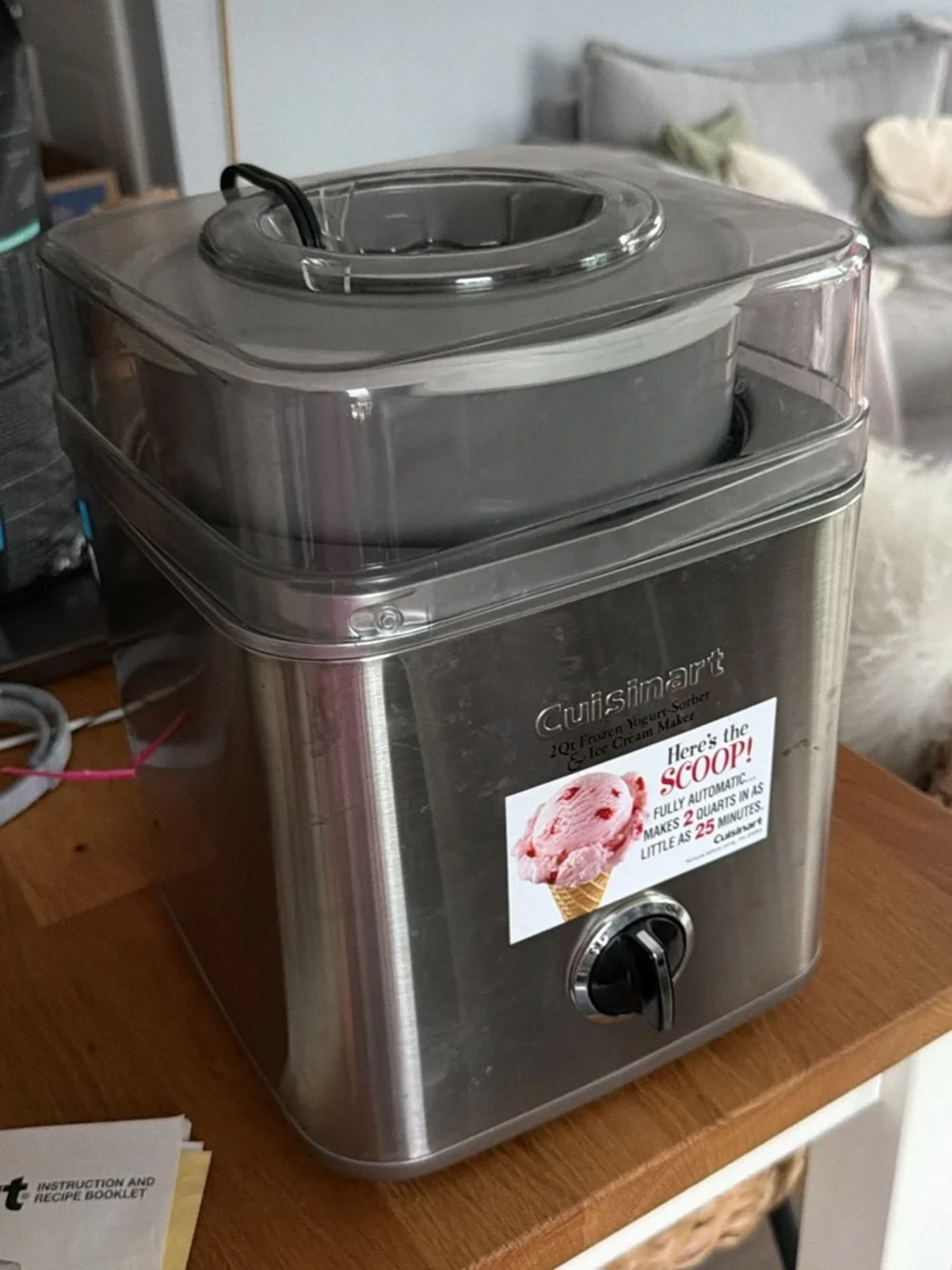 Cuisinart Stainless Steel and Clear Plastic Ice Cream Maker